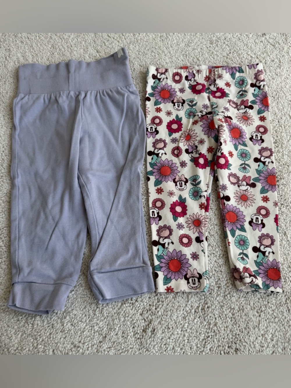 18M 2 Pairs Girls Pants Lavender & Minnie Floral Print
